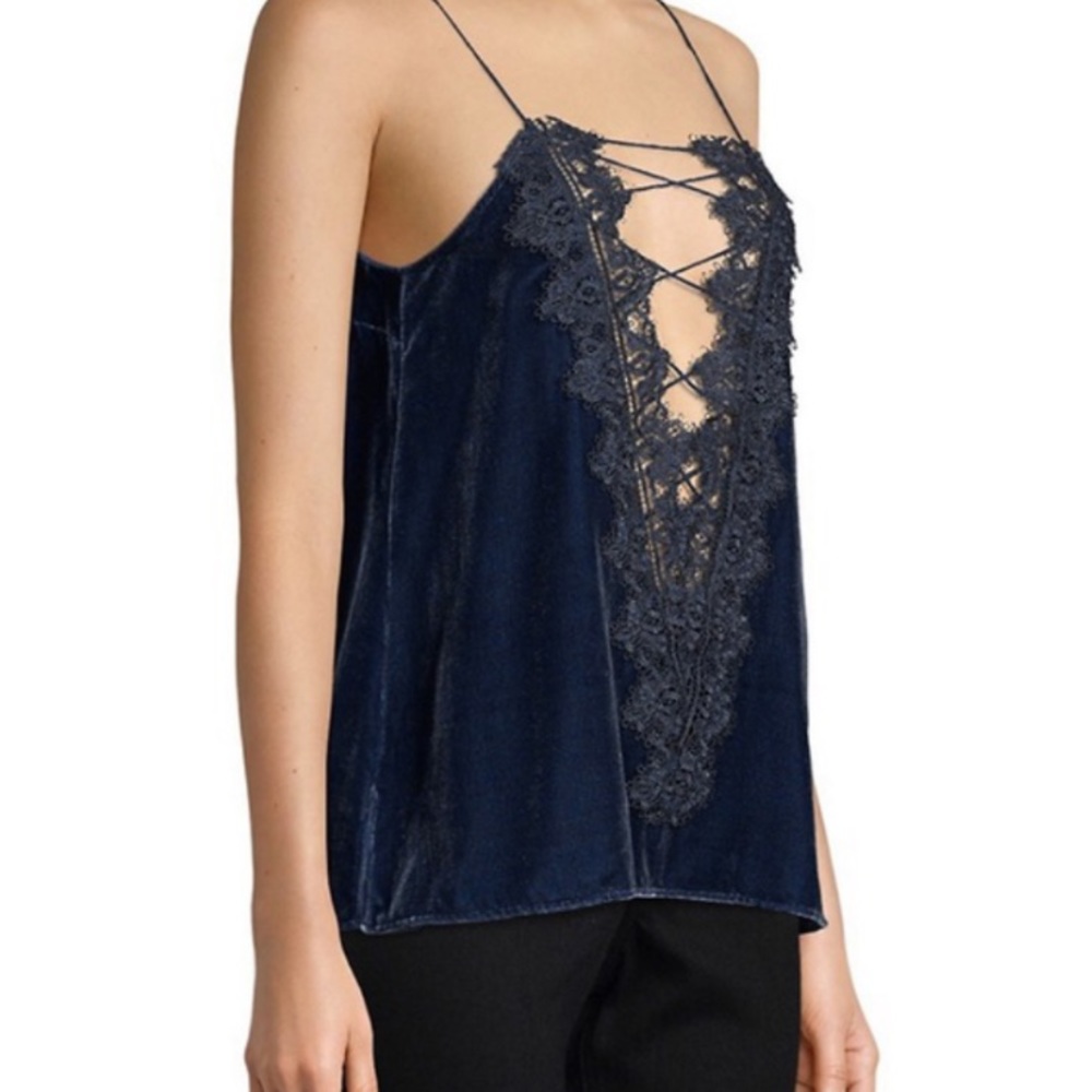 CAMI NYC Charlie lace up velvet shirt